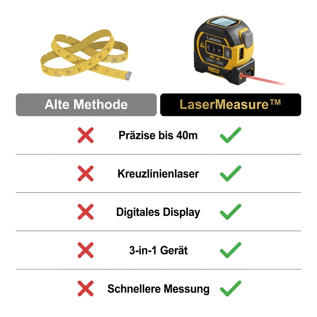 LaserMeasure™ – 3 - in - 1 Laser - Maßband mit Kreuzlinienlaser - Luminis