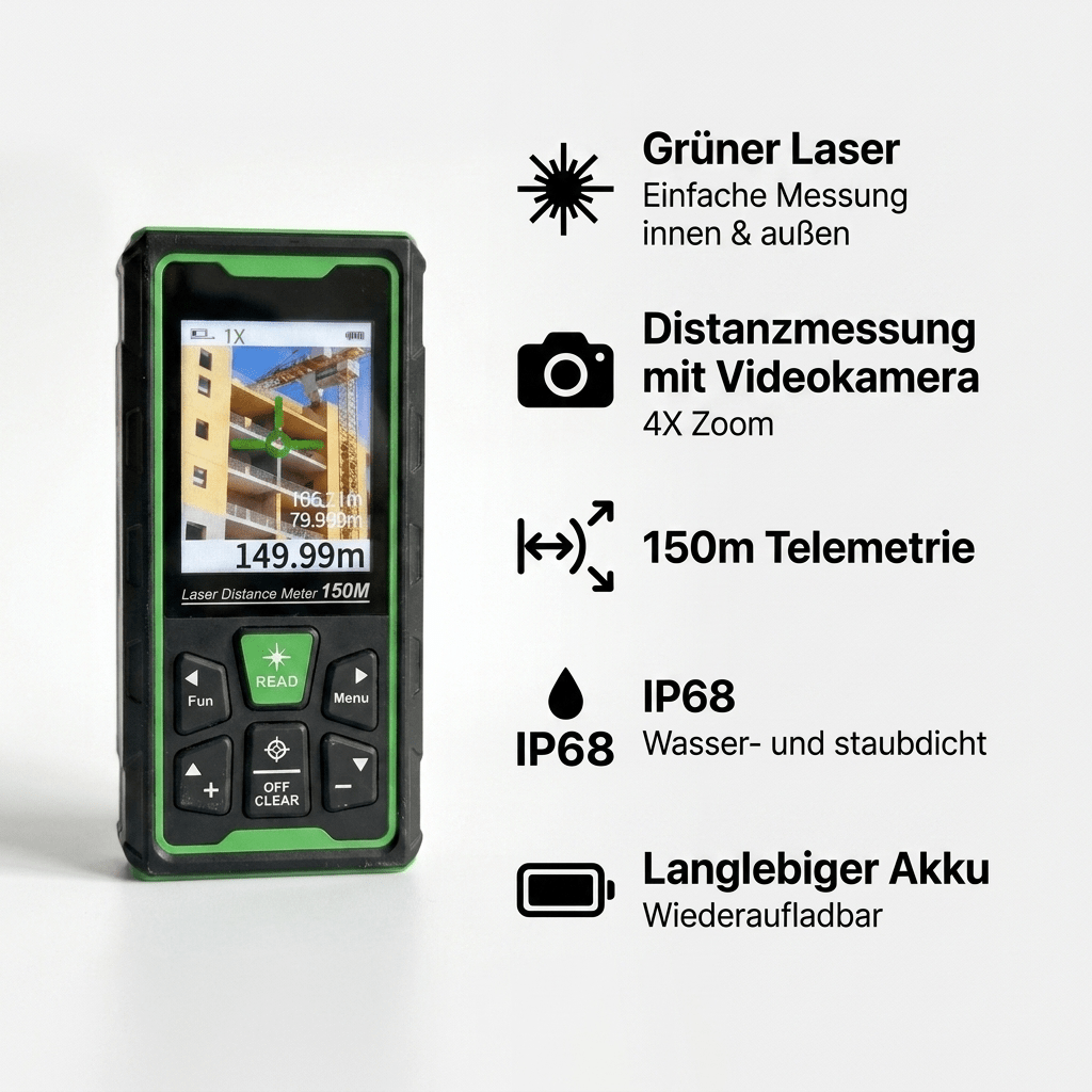 T1 Professional™ Laser - Entfernungsmesser 150 m – Grünlicht, IP68 & Kamera - Luminis