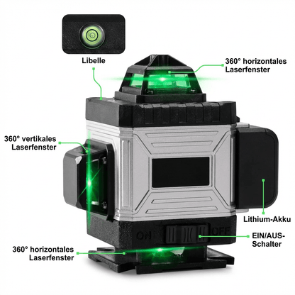 T2 Professional™ 4D Kreuzlinien - Laser – 16 Linien, 360° Grünlaser mit APP - Steuerung - Luminis