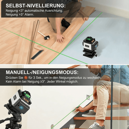 T2 Professional™ 4D Kreuzlinien - Laser – 16 Linien, 360° Grünlaser mit APP - Steuerung - Luminis