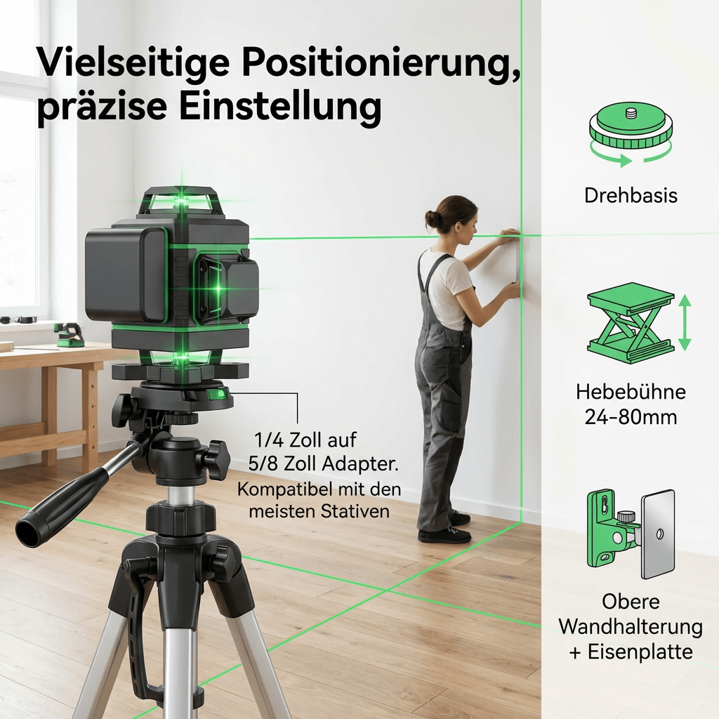 T2 Professional™ 4D Kreuzlinien - Laser – 16 Linien, 360° Grünlaser mit APP - Steuerung - Luminis