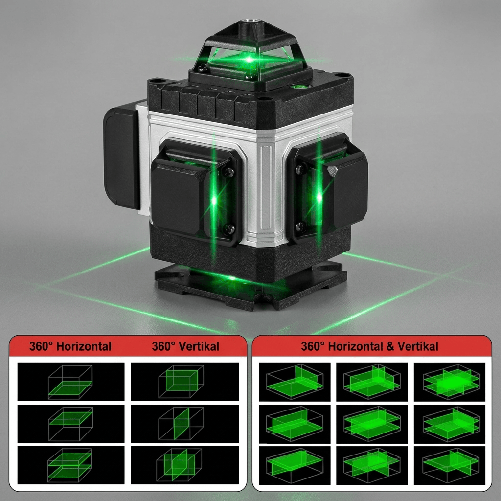 T2 Professional™ 4D Kreuzlinien - Laser – 16 Linien, 360° Grünlaser mit APP - Steuerung - Luminis