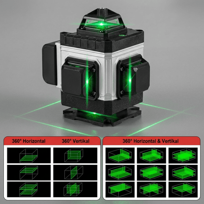 T2 Professional™ 4D Kreuzlinien - Laser – 16 Linien, 360° Grünlaser mit APP - Steuerung - Luminis